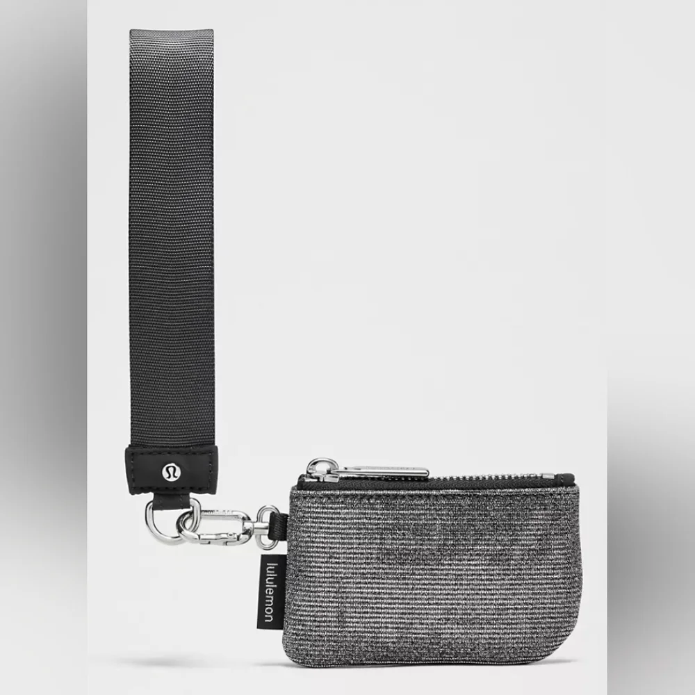 Lululemon Dual Pouch Wristlet Glitter Dark Silver/Graphite Grey Silver, New